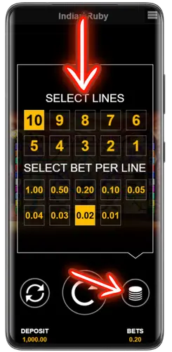Setzen Sie Ihren Einsatz im Indian Ruby Slot