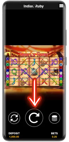 Drücken Sie den Spin-Knopf im Indian Ruby Slot.
